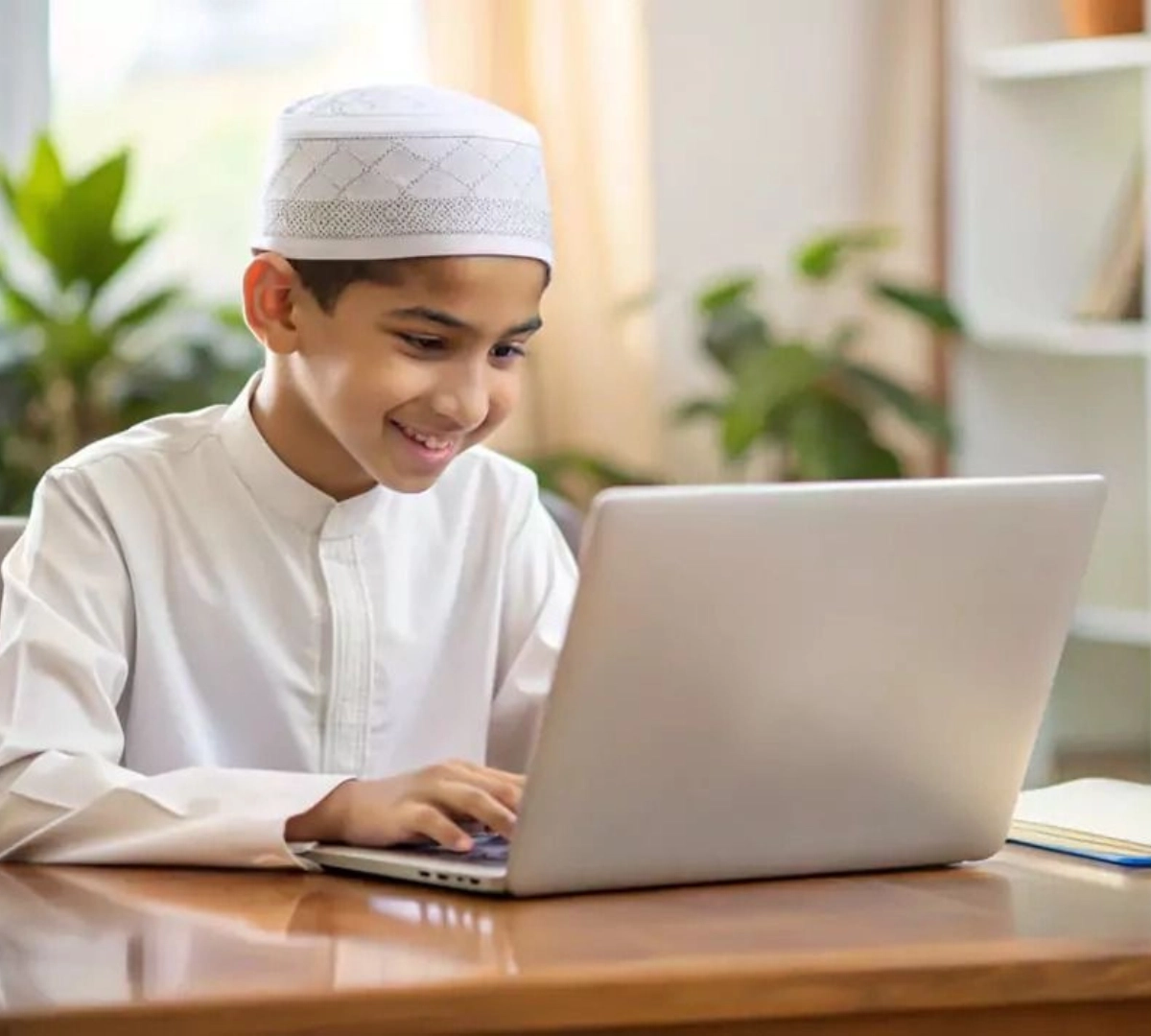 Boy learning Arabic at TasHeel Moral Academy online